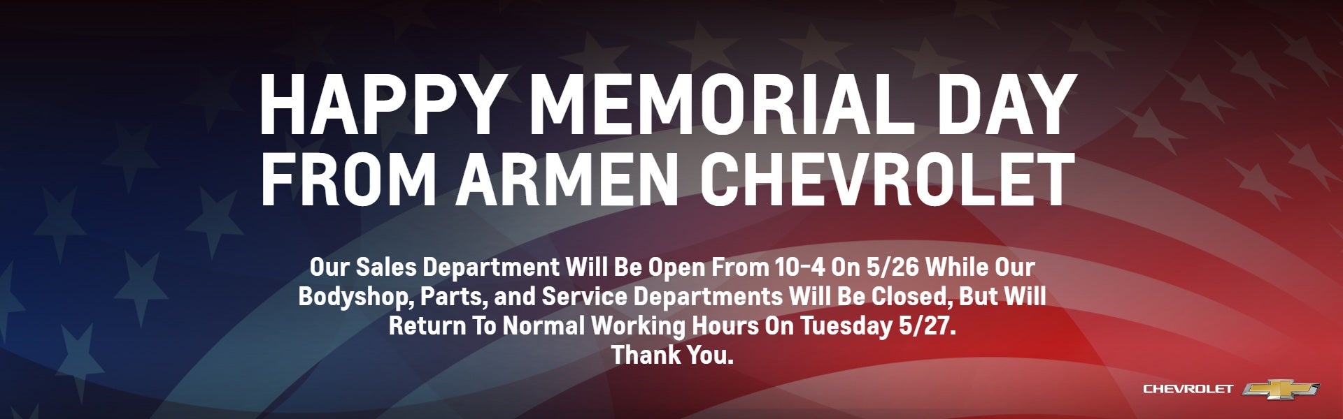 Happy Memorial Day from Armen Chevrolet